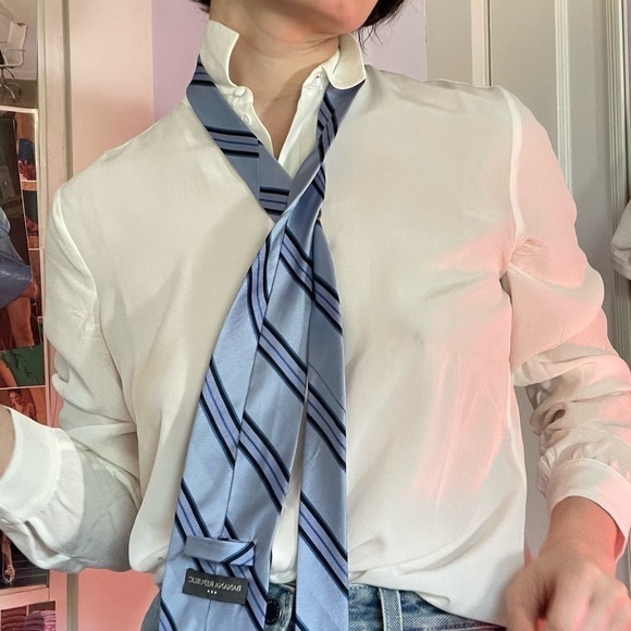 SILK and Polyester Periwinkle Vintage Men’s Tie - Picture 6 of 6